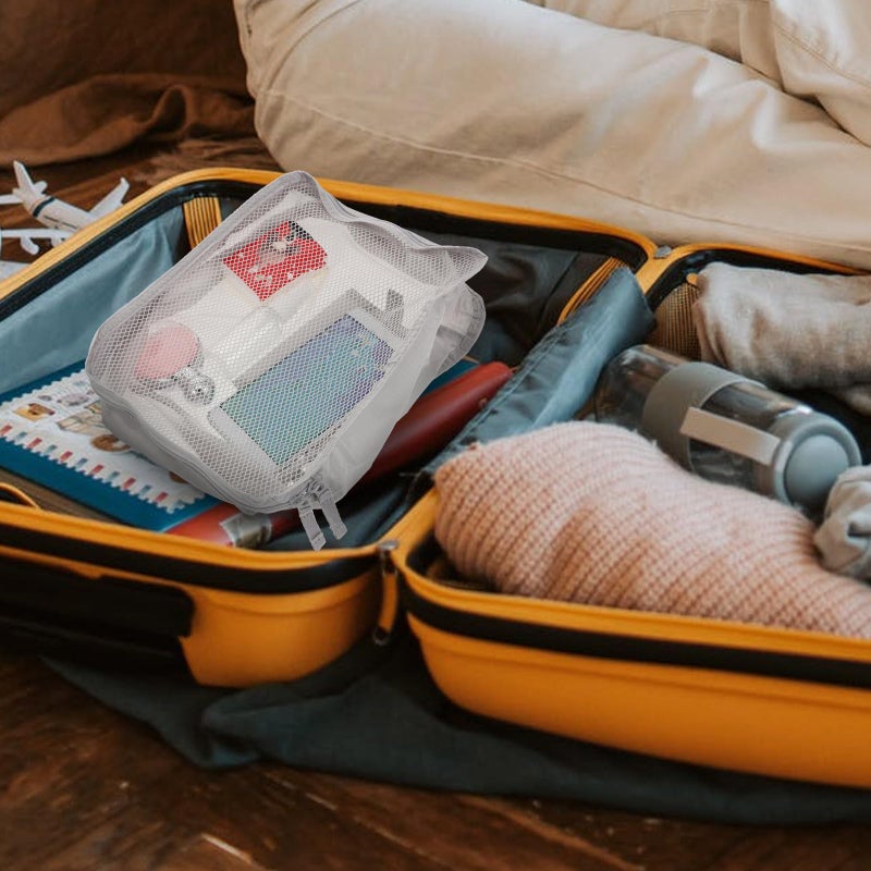 حقيبة مكياج سفر مدمجة رمادية خفيفة الوزن، حقيبة مستحضرات تجميل محمولة منظمة للأدوات الصحية - Image 5