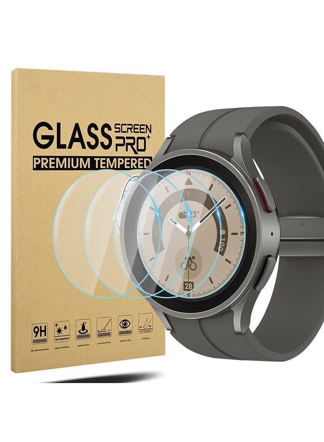 Suoman 4-Pack Screen Protector for Samsung Galaxy Watch 5 Pro 45mm, for Samsung Galaxy Watch 5 Pro Smartwatch 45mm Tempered Glass Screen Protector [ 9H Hardness ] [ Optimized Edition ] - Image 1