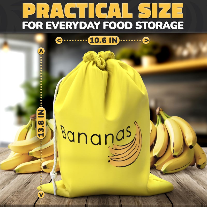 VIKROM Banana Storage Bag with Aluminum Lining - 13.7x11" Banana Bags to Keep Bananas Fresh Longer, Nylon Banana Keeper to Prevent Ripening, Reusable Banana Saver for Fruits & Veggies, for Home & Travel Use - Image 2
