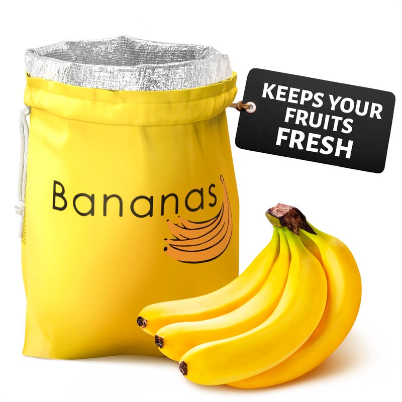 VIKROM Banana Storage Bag with Aluminum Lining - 13.7x11" Banana Bags to Keep Bananas Fresh Longer, Nylon Banana Keeper to Prevent Ripening, Reusable Banana Saver for Fruits & Veggies, for Home & Travel Use - Image 1