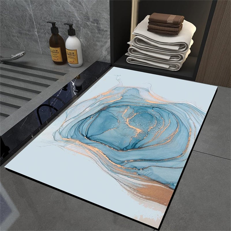 BLURISM Bath Mat Marble Applicable to Room Entrance FloorAntiSkid Bathroom DoormatWater Absorbing Bathtub CarpetMachine Washable KitchenIndoor Bathroom Decoration - Image 1