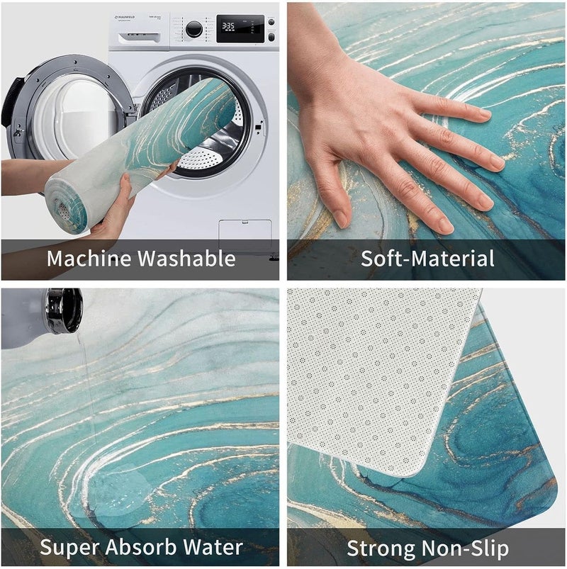 BLURISM Bath Mat Marble Applicable to Room Entrance FloorAntiSkid Bathroom DoormatWater Absorbing Bathtub CarpetMachine Washable KitchenIndoor Bathroom Decoration - Image 4