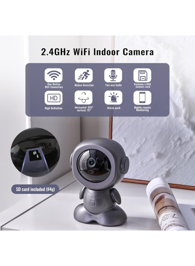 Kimaya Pet Cameras with Phone App – Indoor Cameras for Home, 1080p Full HD 360 Camera, Motion Detection, 2-Way Audio, Siren, Night Vision – WiFi Camera for Baby Monitor with Phone App - Image 2