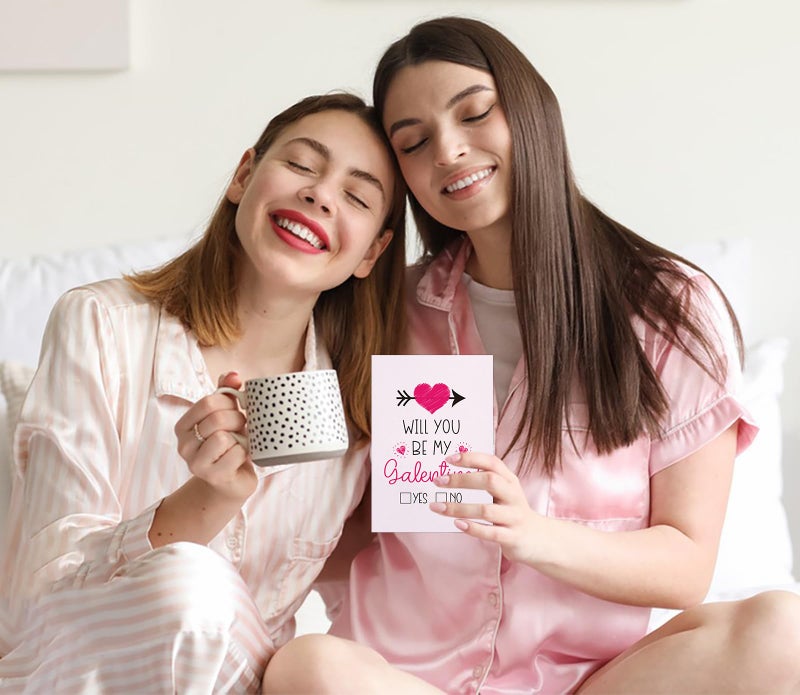 D4Dream Happy Galentines Day Cards For Her Will You Be My Galentines Valentines Greeting Card For Friends Best Friend Pink Love Card Happy Galentines Gifts Card With Envelope For Friends Girl Women - Image 2
