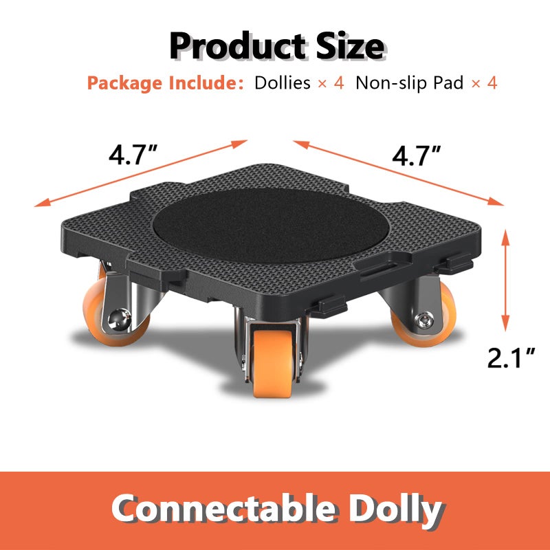ONEON Add-on 4Pack Connectable Dolly Furniture Movers with 360 Rotating Wheels with Bearing - Image 2