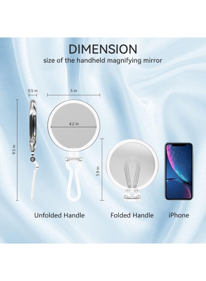 5-IN-1 30X Magnifying Hand Mirror | Double-Sided Travel Makeup Mirror with Handle - Image 4