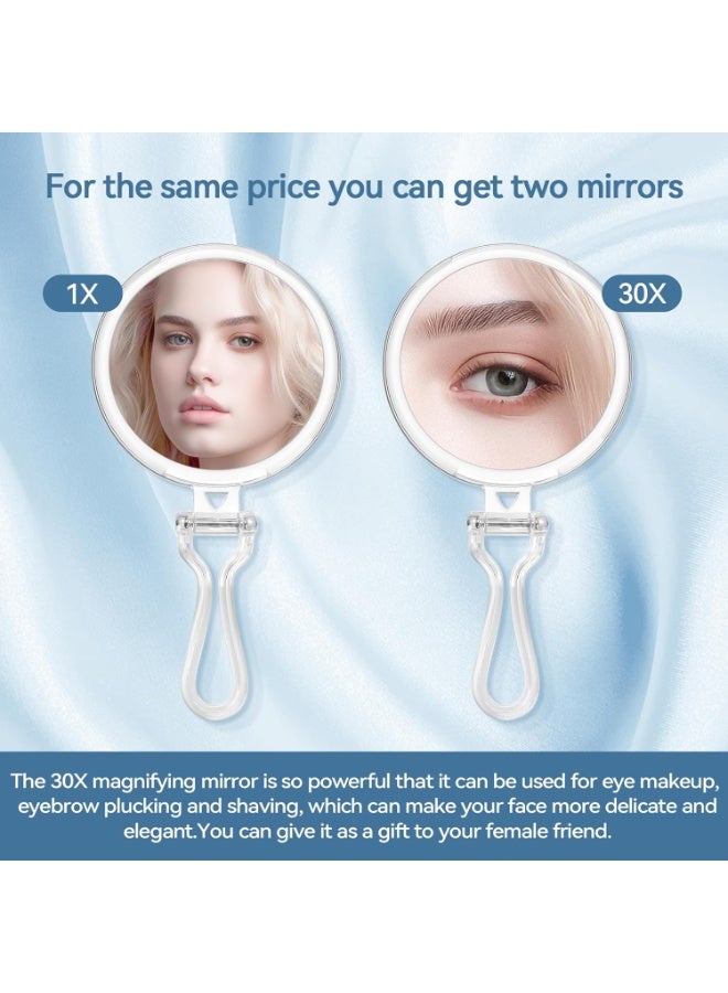 5-IN-1 30X Magnifying Hand Mirror | Double-Sided Travel Makeup Mirror with Handle - Image 3