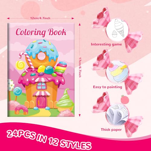 BenLouis 24 Pcs Sweet Mini Coloring Books Kids Candyland Donut Ice Cream Party Favors Small Activity Books Bulk for Kids Treats Desserts Birthday Goodie Bags Stuffers Return Gifts Classroom Travel - Image 2