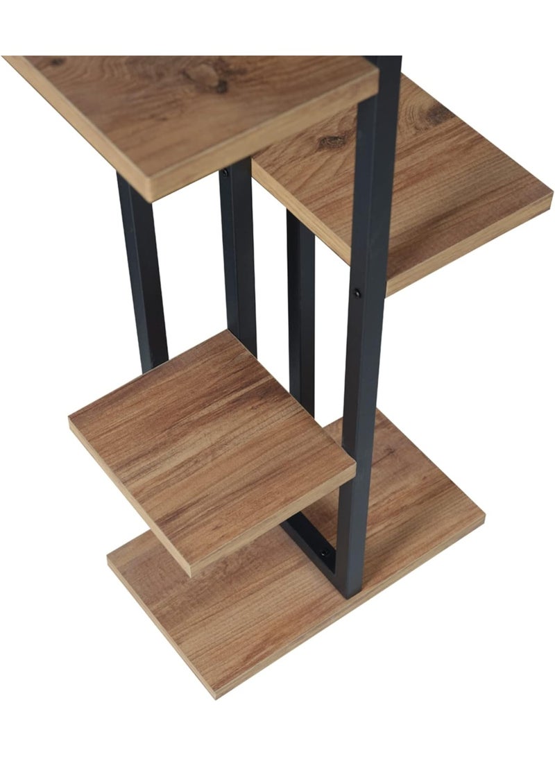 7-Tier Flower Stand Plant Shelf, Indoor Metal and Wood Plant Display Rack, Decorative Bunk Shelf for Living Room, Easy to Assemble and Clean, Black/Walnut Finish, Multi-Purpose Plant Stand - Image 4