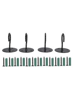 Thoraya 4pcs Home Metal Ceiling Hooks Wall Mounted Hooks for Lanterns Flower Pots Wind ChimesBlack  - Image 1