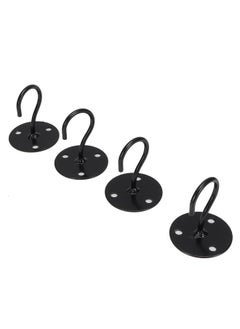 Thoraya 4pcs Home Metal Ceiling Hooks Wall Mounted Hooks for Lanterns Flower Pots Wind ChimesBlack  - Image 4