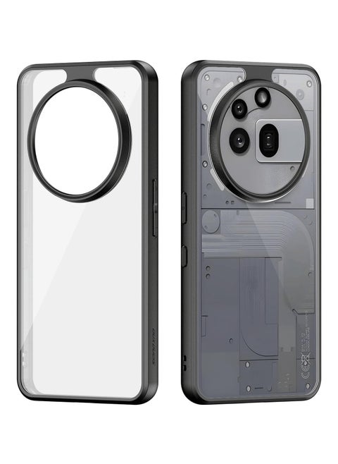 Clear Case for Nothing Phone 3a Pro, Hard PC Back & Soft TPU Bumper [Not Yellowing] Shockproof Protective Phone Case Slim Fit Thin Cover for Nothing Phone 3a Pro 2025 (Black+Clear)