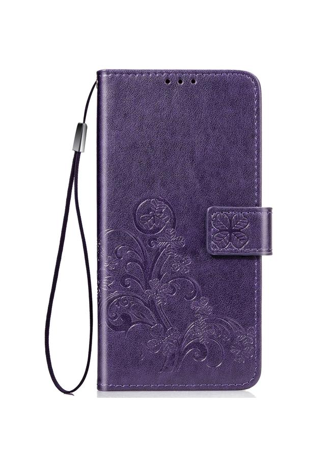 S-TOP Case For Galaxy S20 Ultra Four-leaf Clasp Embossed Buckle Mobile Phone Protection Leather Case with Lanyard & Card Slot & Wallet & Bracket Function - Image 3