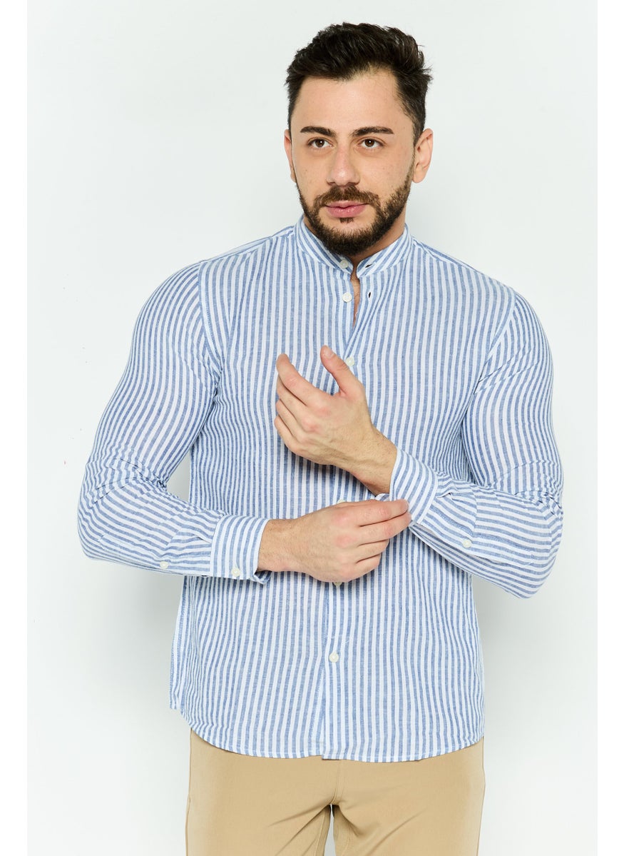 Men Regular Fit Stripe Long Sleeve Casual Shirt, White - pzsku/Z9476175E5A602E30A28DZ/45/_/1737641869/359c8948-bc31-4b22-b3c4-a5fc71824255