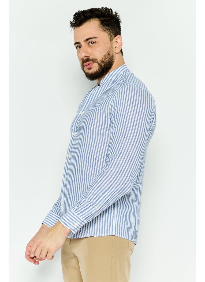 Men Regular Fit Stripe Long Sleeve Casual Shirt, White - pzsku/Z9476175E5A602E30A28DZ/45/_/1737641873/8c113233-2e4c-46c3-8f9d-0ae76c4ce840