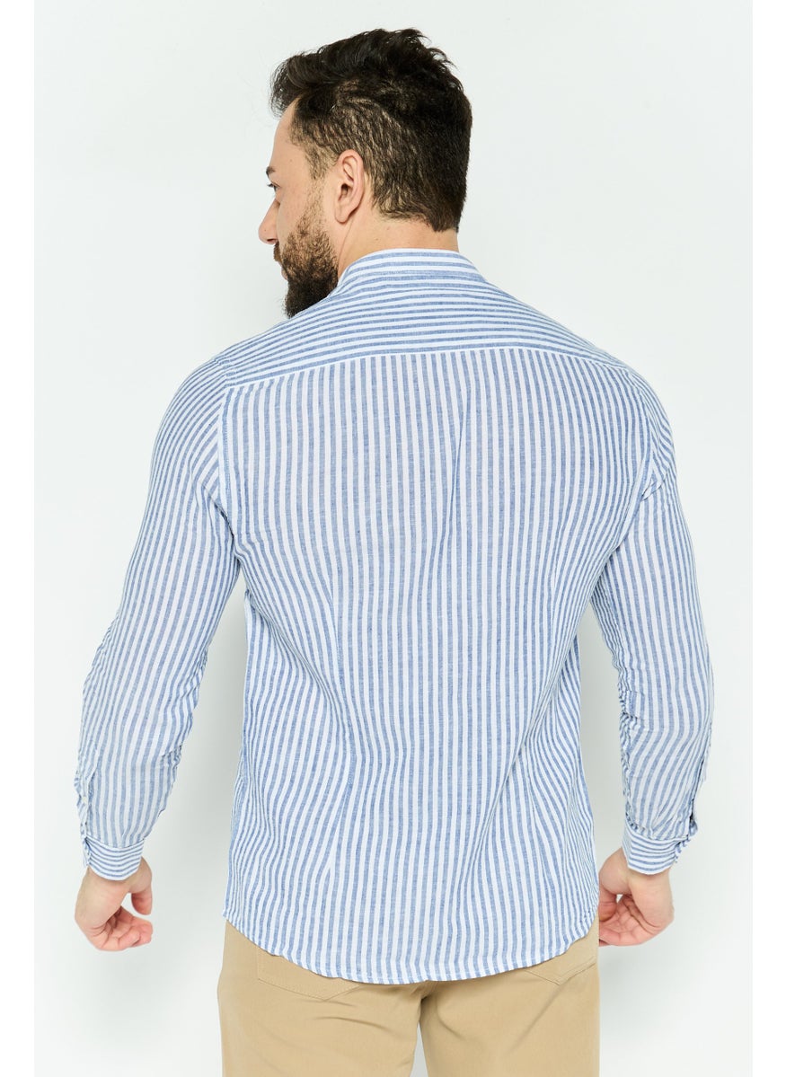 Men Regular Fit Stripe Long Sleeve Casual Shirt, White - pzsku/Z9476175E5A602E30A28DZ/45/_/1739801870/e09bd334-5706-462d-b62d-fb705c691d7e