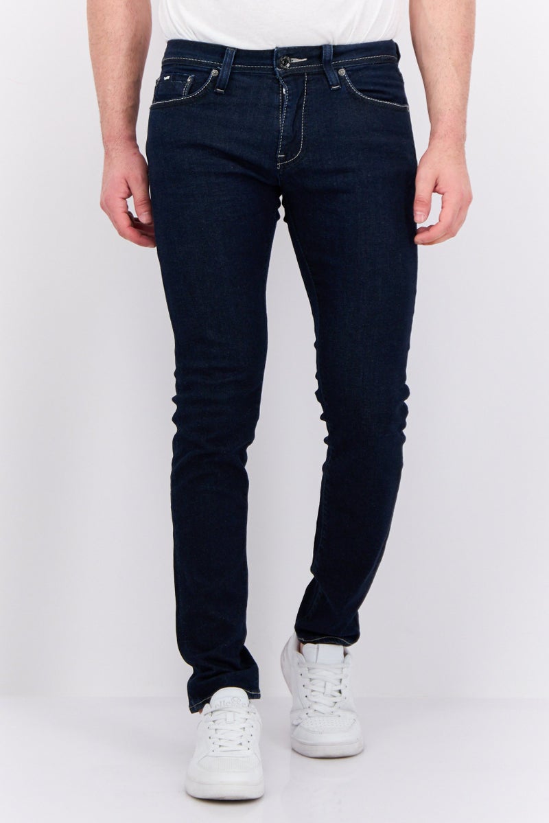 GAS Men Skinny Fit Solid Stretchable Jeans, Dark Blue - Image 1