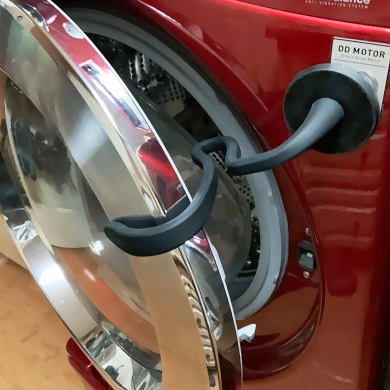 Front Load Washer Door Prop Removable Flexible Washer Door Stopper Magnetic Washing Machine Door Holder with 66mm Magnet Base Keep Washer Door Open to Prevent Odors Black