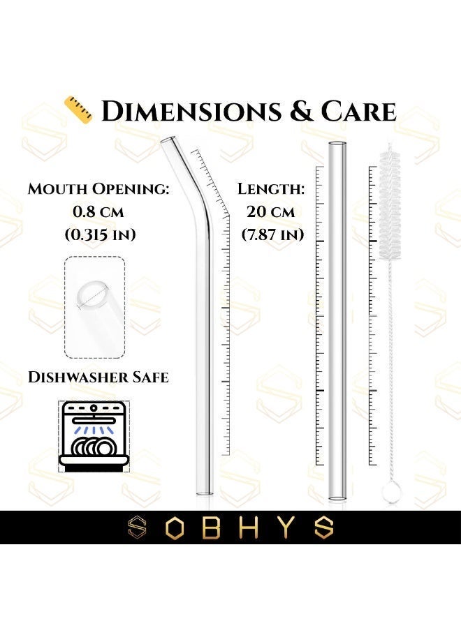 SOBHYS Glass Drinking Straw Set, 6-Piece Borosilicate Straws with Cleaning Brush, Straight & Bent Design for Smoothies, Cocktails, Juices – SOBHYS - Image 3