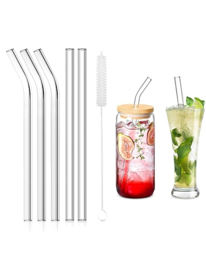 SOBHYS Glass Drinking Straw Set, 6-Piece Borosilicate Straws with Cleaning Brush, Straight & Bent Design for Smoothies, Cocktails, Juices – SOBHYS - Image 1