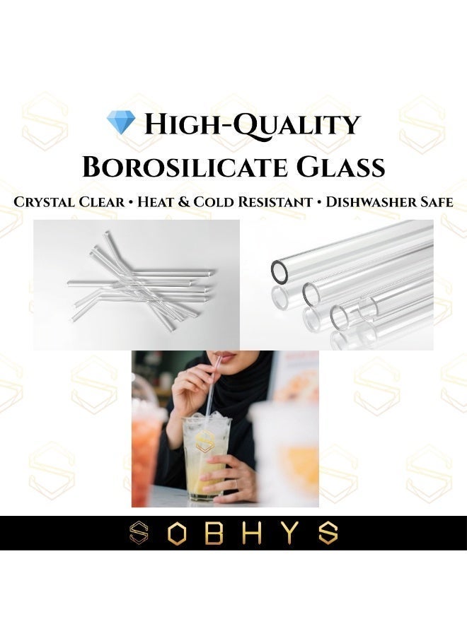 SOBHYS Glass Drinking Straw Set, 6-Piece Borosilicate Straws with Cleaning Brush, Straight & Bent Design for Smoothies, Cocktails, Juices – SOBHYS - Image 5