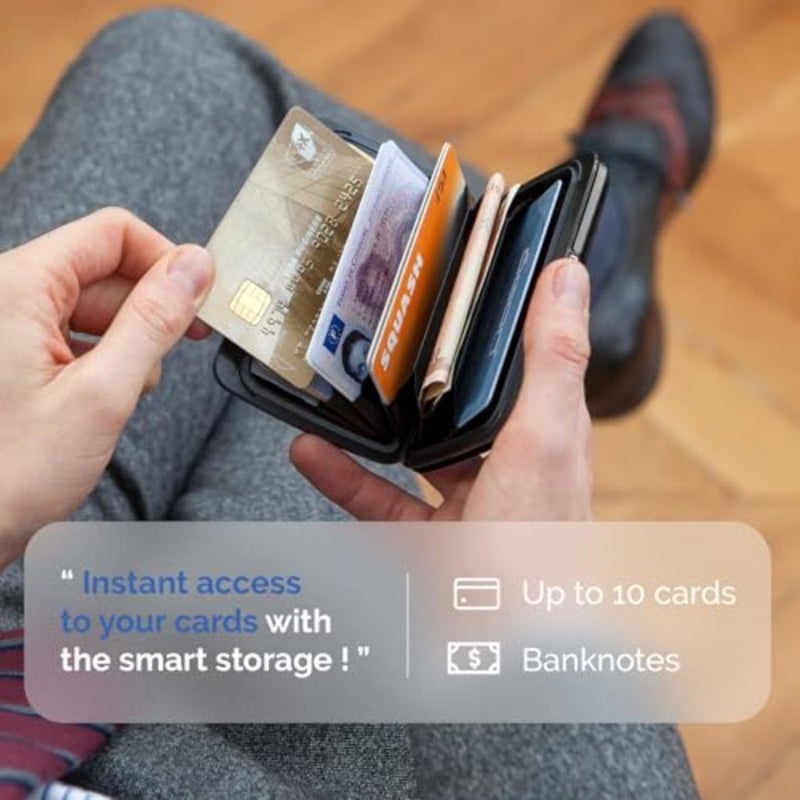 Aluminum card holder wallet for daily carry, aluminum material, matte black finish, RFID protection and one-hand instant card access - Image 4