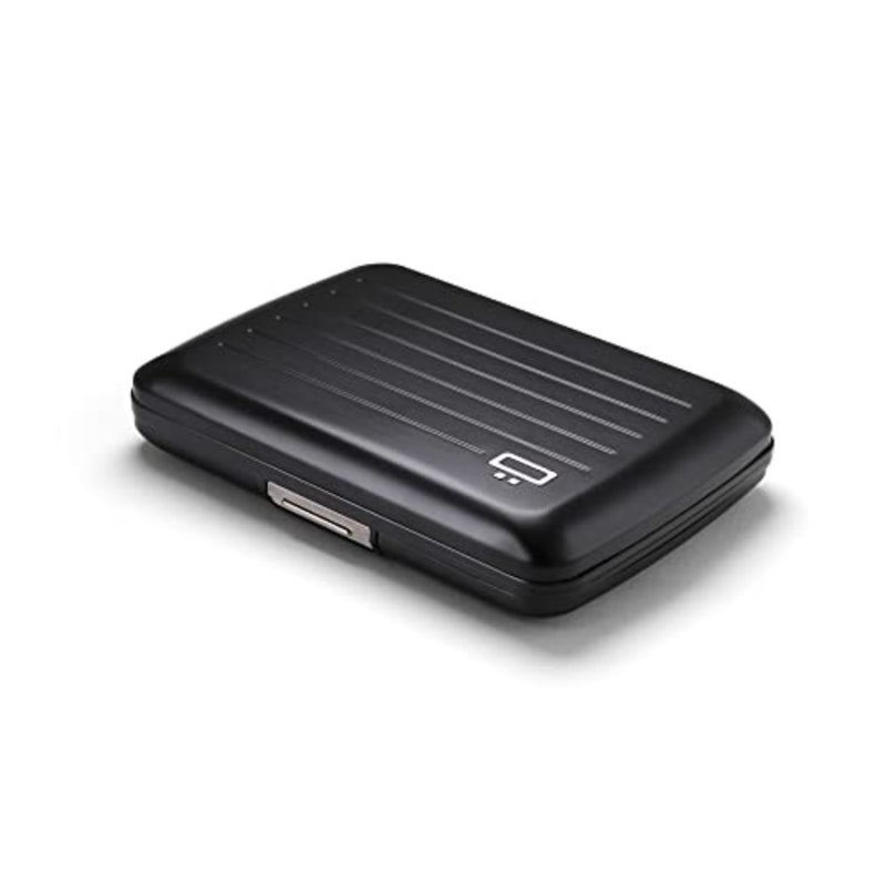 Aluminum card holder wallet for daily carry, aluminum material, matte black finish, RFID protection and one-hand instant card access - Image 1