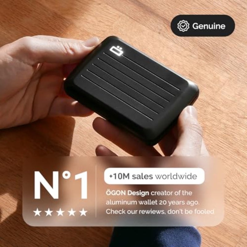 Aluminum card holder wallet for daily carry, aluminum material, matte black finish, RFID protection and one-hand instant card access - Image 3