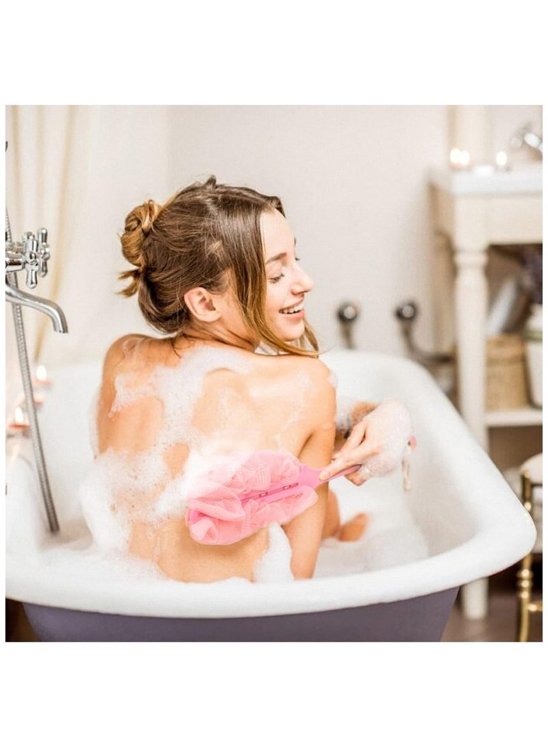 Shower Sponge with Handle, Bath Sponge with Long Handle, Mesh Bath Brush with 3 Adhesive Hooks, Back Brush, Bath Washer for Men and Women, Pack of 3 - Image 2