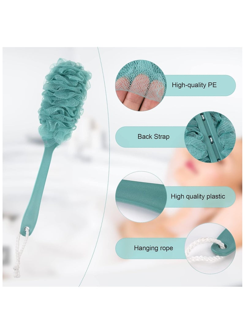 Shower Sponge with Handle, Bath Sponge with Long Handle, Mesh Bath Brush with 3 Adhesive Hooks, Back Brush, Bath Washer for Men and Women, Pack of 3 - Image 3