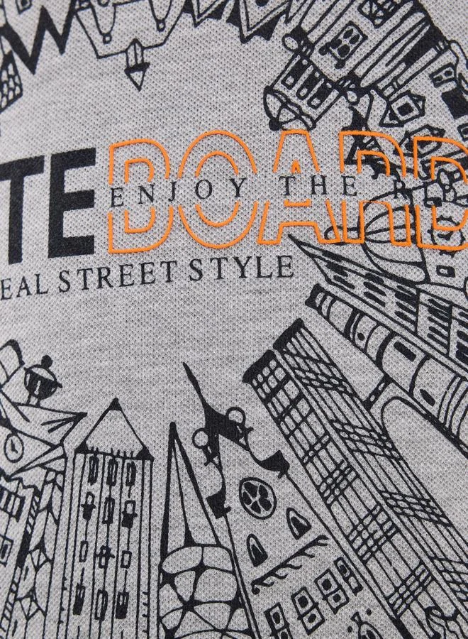 victor and jane Victor and Jane Street Style Graphic Print T-Shirt and Shorts Set