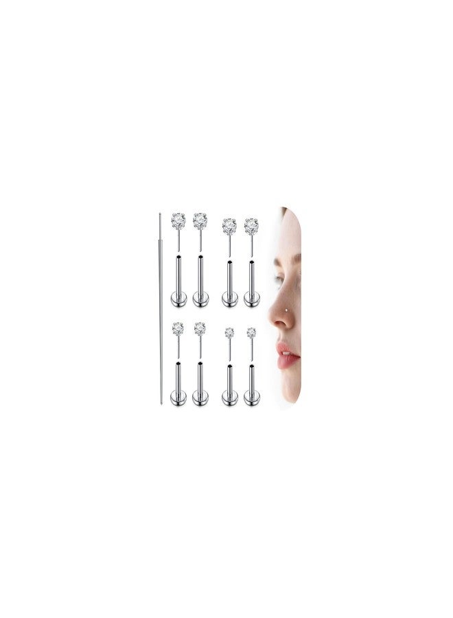 Mayhoop Threadless Nose Stud Earrings G23 Titanium Push in Flat Back Nose Rings Helix Cartilage Tragus Lip Labret Conch Piercing Jewelry Hypoallergenic for Women Men 16G/18G/20G - Image 1