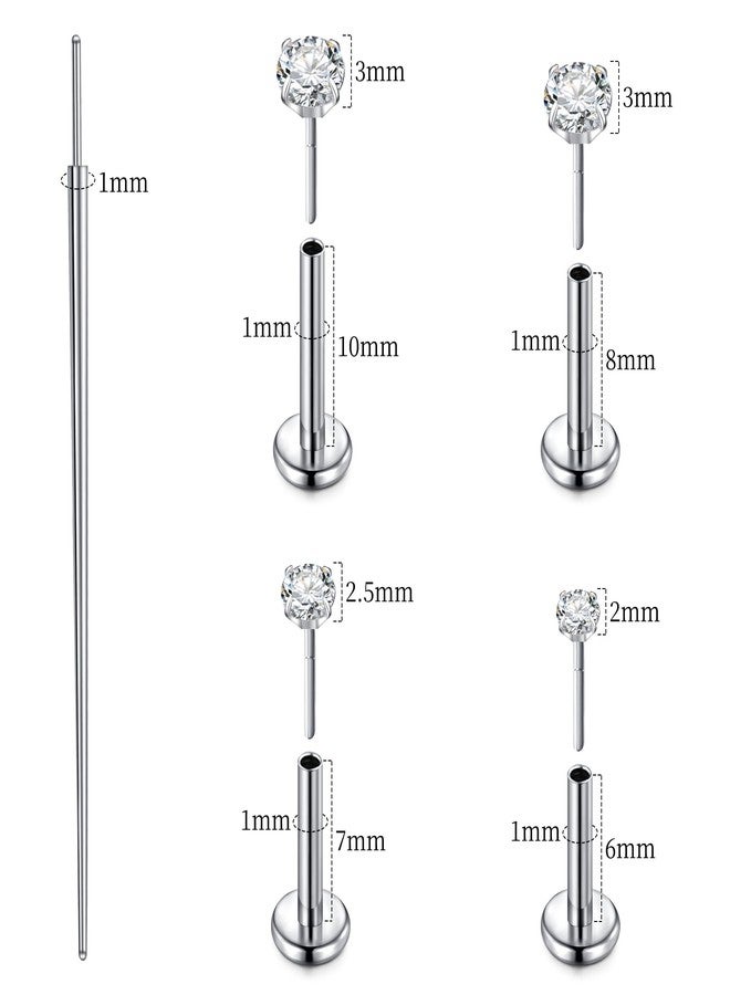 Mayhoop Threadless Nose Stud Earrings G23 Titanium Push in Flat Back Nose Rings Helix Cartilage Tragus Lip Labret Conch Piercing Jewelry Hypoallergenic for Women Men 16G/18G/20G - Image 2