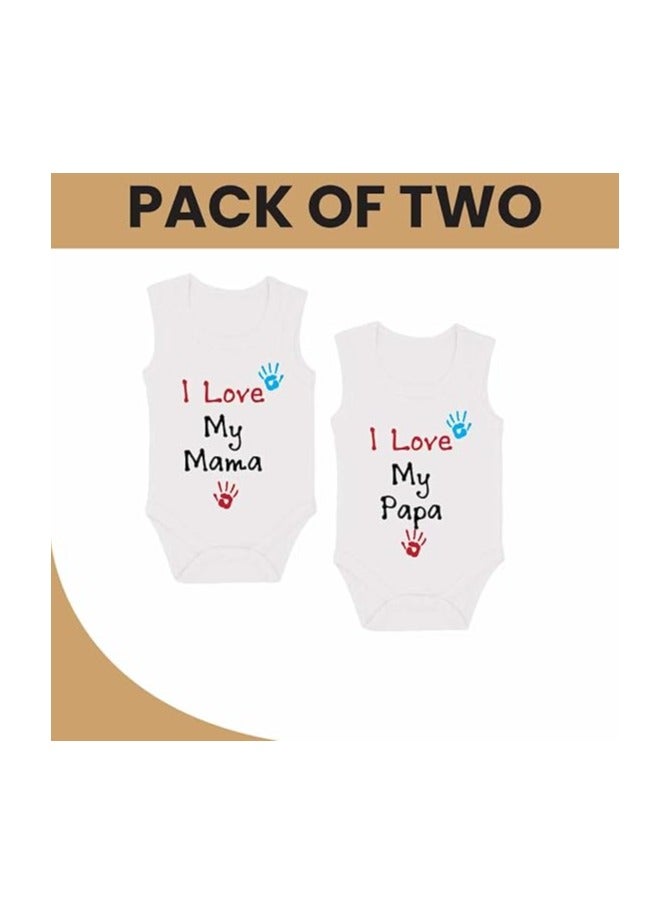PRINTSHOP4ME Pack Of 2 Baby Romper Mama And Papa Printed-Soft Cotton Sleeveless Bodysuits For Newborns,Infants And Toddlers-Unisex Baby Onesies For Boys And Girls - Image 2