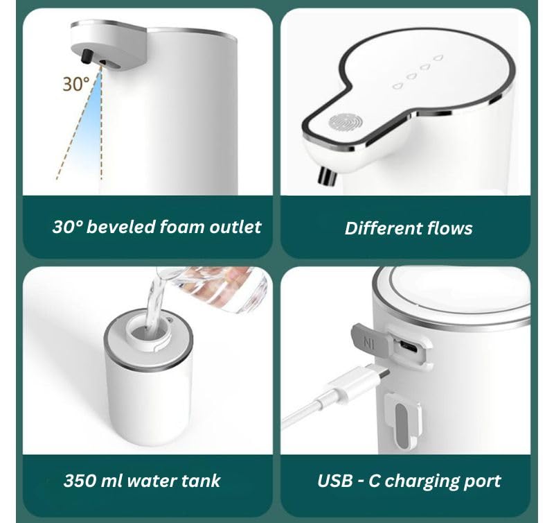 PJET Automatic Foam Handwash Dispenser Smart Hand wash Dispenser for Bathroom Office Kitchen Automatic Soap HolderDispenser touchless soap Dispenser 350 ml Plastic - Image 2