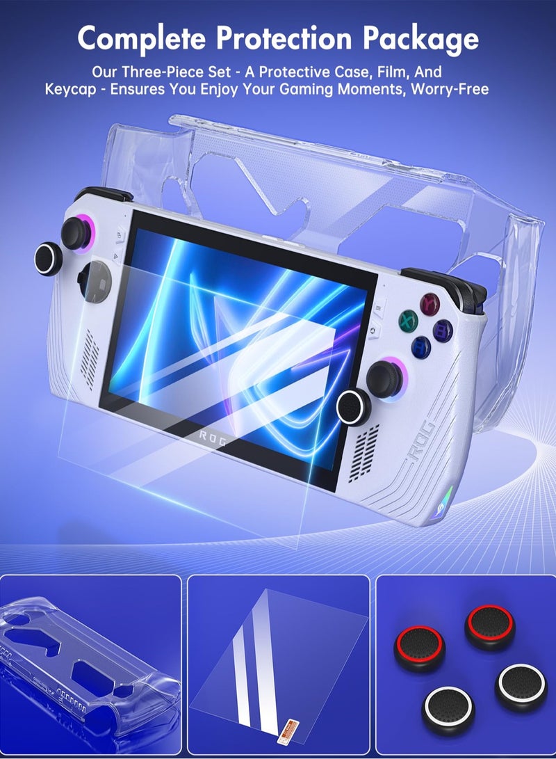 SYOSI 3-in-1 Kit for ASUS ROG Ally Handheld 2023, Includes TPU Clear Case, Screen Protector and Thumb Grip Caps  - Image 2