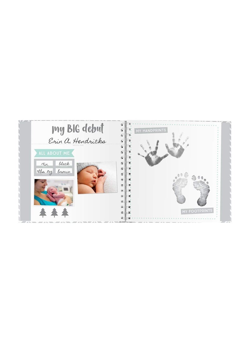 pearhead Pearhead Herringbone Baby Memory Book with Included Baby Belly Stickers Modern Baby Keepsake Journal With Monthly Milestone Stickers 5 Year Baby Book GenderNeutral Gift For New And Expecting Moms  - Image 4