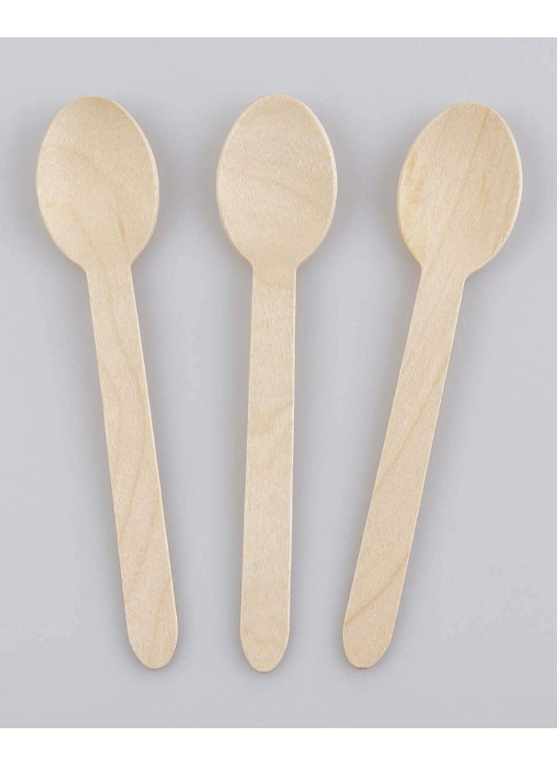 ملاعق خشبية للاستخدام مرة واحدة، 100 قطعة، ملاعق قابلة للتحلل، ملاعق خشبية للحرف اليدوية، ملاعق حلوى، عينات ملاعق خشبية، حفلات، ملاعق كعك، أدوات تحريك الشوكولاتة - Image 3