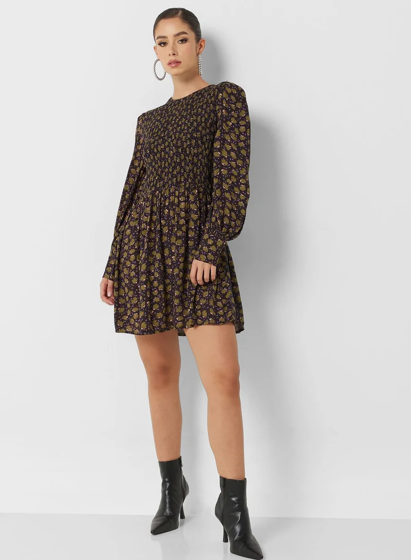 French Connection Printed Puff Sleeve Dress