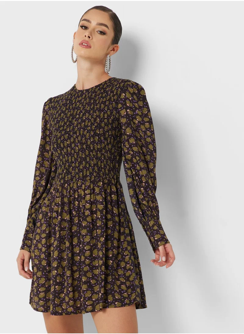 French Connection Printed Puff Sleeve Dress