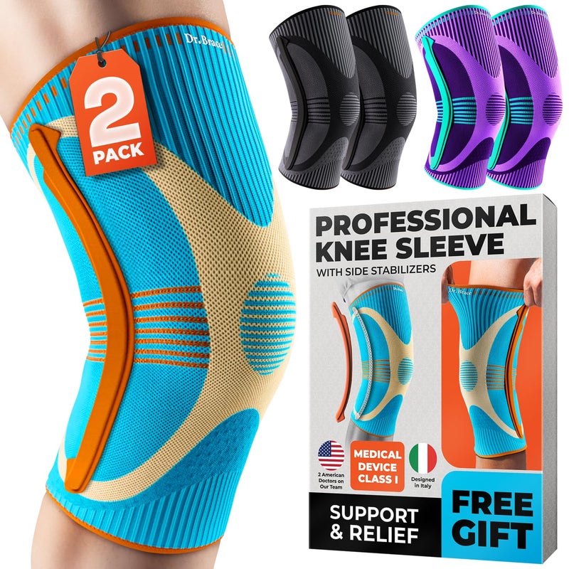 DR. BRACE ELITE Knee Brace with Size Stabilizer (2 Pack) Knee Brace for Women & Men, Workout, Sports, Daily Knee Compression Sleeve for Maximum Knee Pain Support & Fast Recovery (Olympus, X-Large) 2 - Image 1