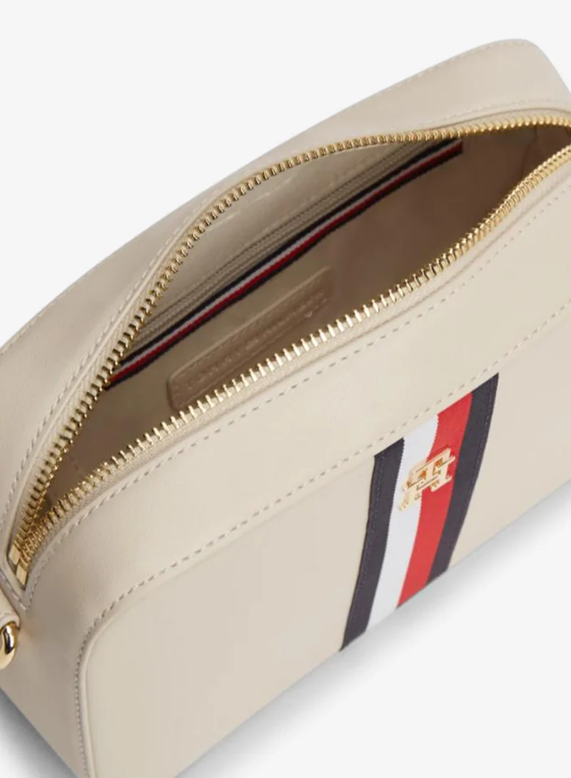 Tommy Hilfiger Classic Beige TH Monogram Plaque Crossbody Bag for Women | Best Price UAE