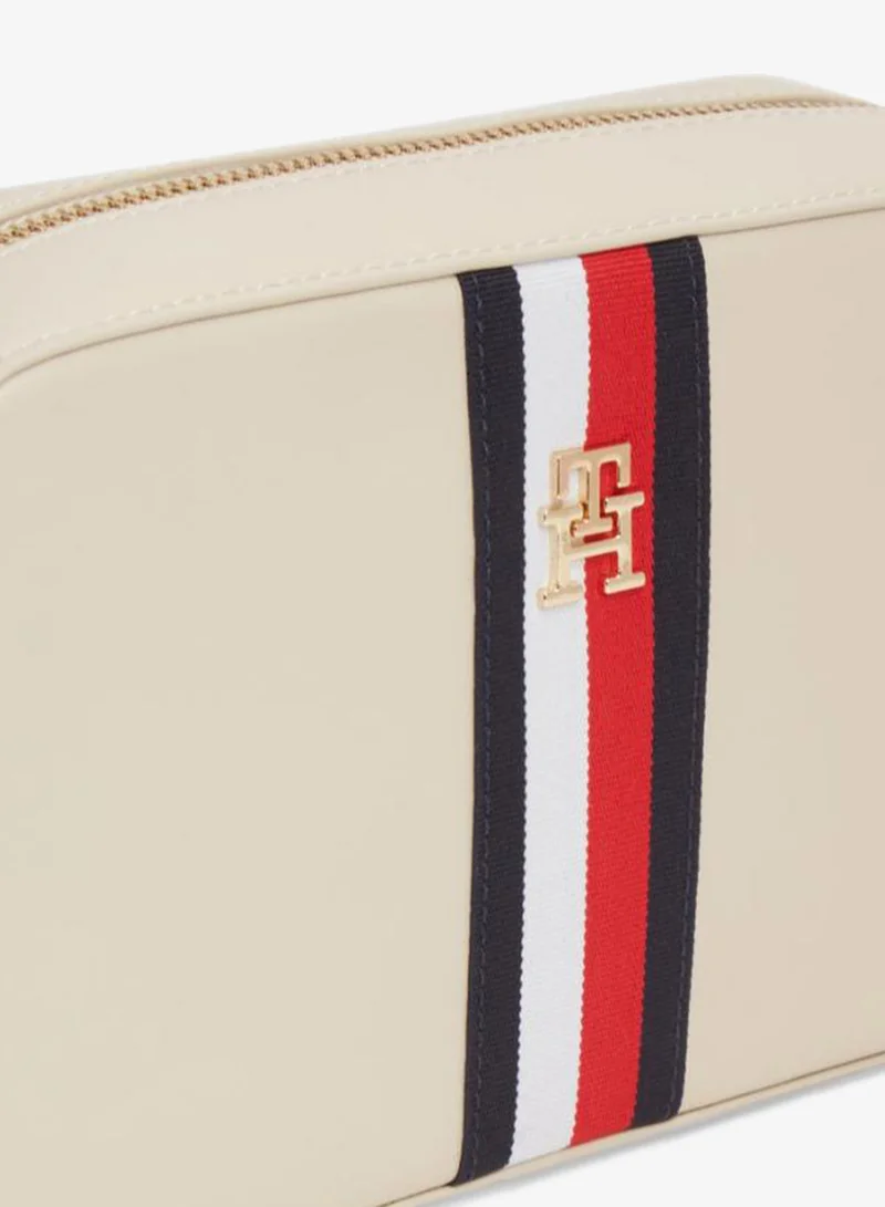 Tommy Hilfiger Classic Beige TH Monogram Plaque Crossbody Bag for Women | Best Price UAE