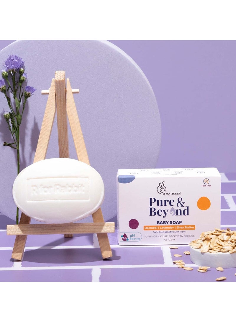 أر فور رابيت مجموعة صابون أرنب للأطفال من آر فور رابيت مكونة من قطعة واحدة من بيور آند بيوند Ph 5.5 قالب تنظيف استحمام للأطفال للبشرة الحساسة ودقيق الشوفان وزبدة الشيا - Image 1