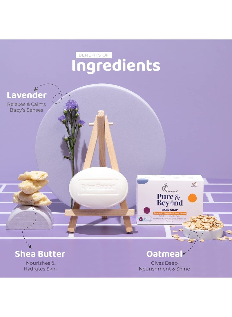 أر فور رابيت مجموعة صابون أرنب للأطفال من آر فور رابيت مكونة من قطعة واحدة من بيور آند بيوند Ph 5.5 قالب تنظيف استحمام للأطفال للبشرة الحساسة ودقيق الشوفان وزبدة الشيا - Image 3