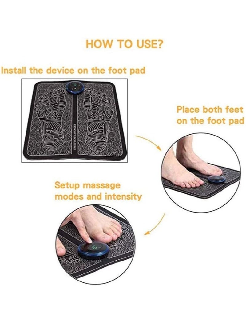 Foot Massager, EMS USB Rechargeable Folding Portable Electric Massage Mat,Electronic Muscle Stimulatior Feet Massage Promoting Blood Circulation Muscle Pain Relief - Image 5