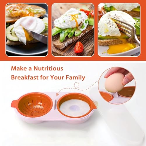 LESIGE Double Cup Egg Cooking Mold,Egg Steamer, Microwave Double Cup Eggs Poacher Steamer Cooking Mold Cookware Kitchen Tools Gadgets Cooking Mold Cookware Lids Non-Stick Coated Egg Tool - Image 4