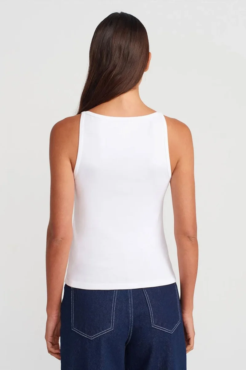Dilvin White DILVIN Ribbed Halterneck Slim-Fit Blouse for Women | Best Price UAE