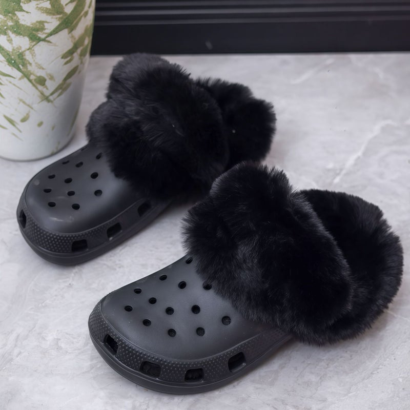 Plush-Lined Clogs With Removable Fur Covers, Winter Cotton-Lined Warm Women'S Fur Slippers, Men'S Cotton Covers, Washable - Image 1