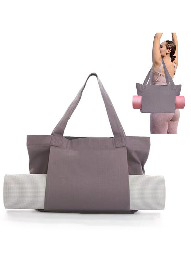 Generic Yoga Mat Bag, Pilates Yoga Tote Bag with Mat Carrier Pocket, Easy to Carry Canvas Shoulder Bag for Gym, Office, Travel, Beach, Workout, Sports, Grey  - Image 1
